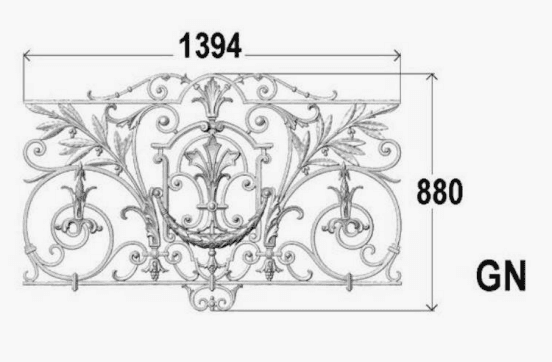 Balustrade, sierlijke leuning in gietijzer