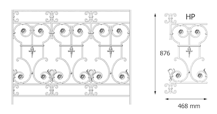 Balustrade, sierlijke leuning in gietijzer