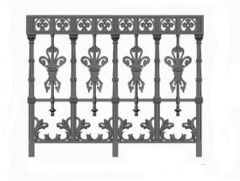 Balustrade, sierlijke leuning in gietijzer