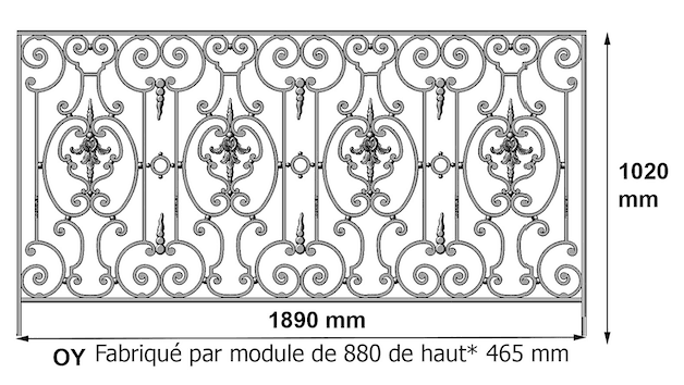 Balustrade, sierlijke leuning in gietijzer