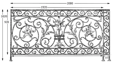 Balustrade, sierlijke leuning in gietijzer