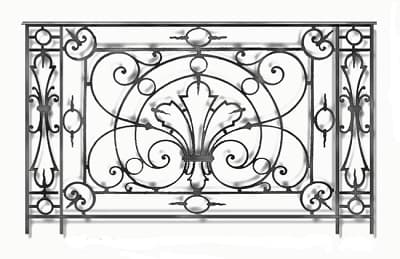 Balustrade, sierlijke leuning in gietijzer