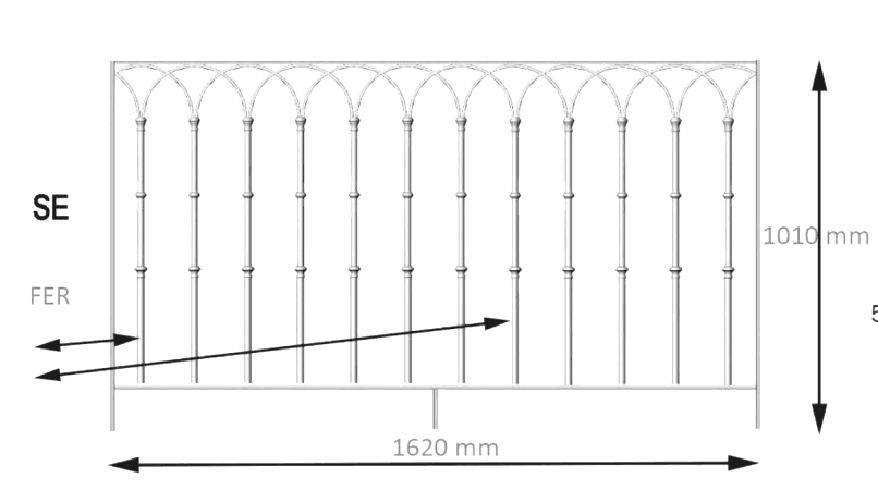 Balustrade, sierlijke leuning in gietijzer