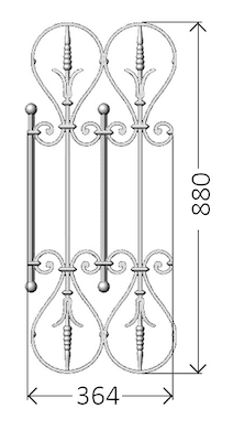Balustrade, sierlijke leuning in gietijzer