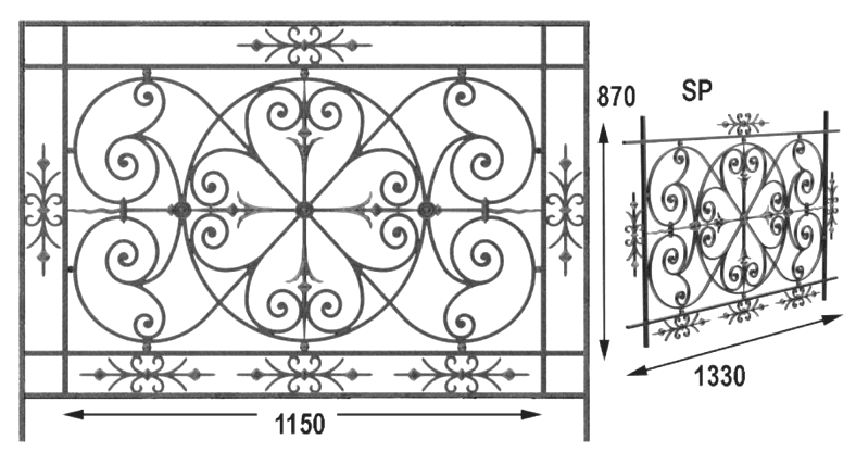 Balustrade, sierlijke leuning in gietijzer