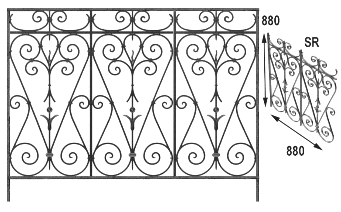 Balustrade, sierlijke leuning in gietijzer