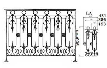 Balustrade, sierlijke leuning in gietijzer