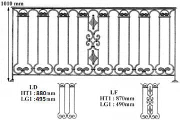 Balustrade, sierlijke leuning in gietijzer