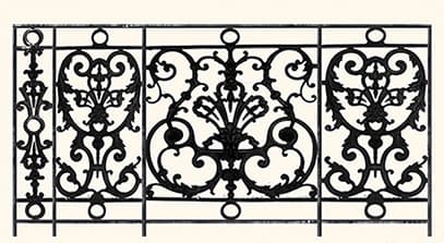 Balustrade, sierlijke leuning in gietijzer